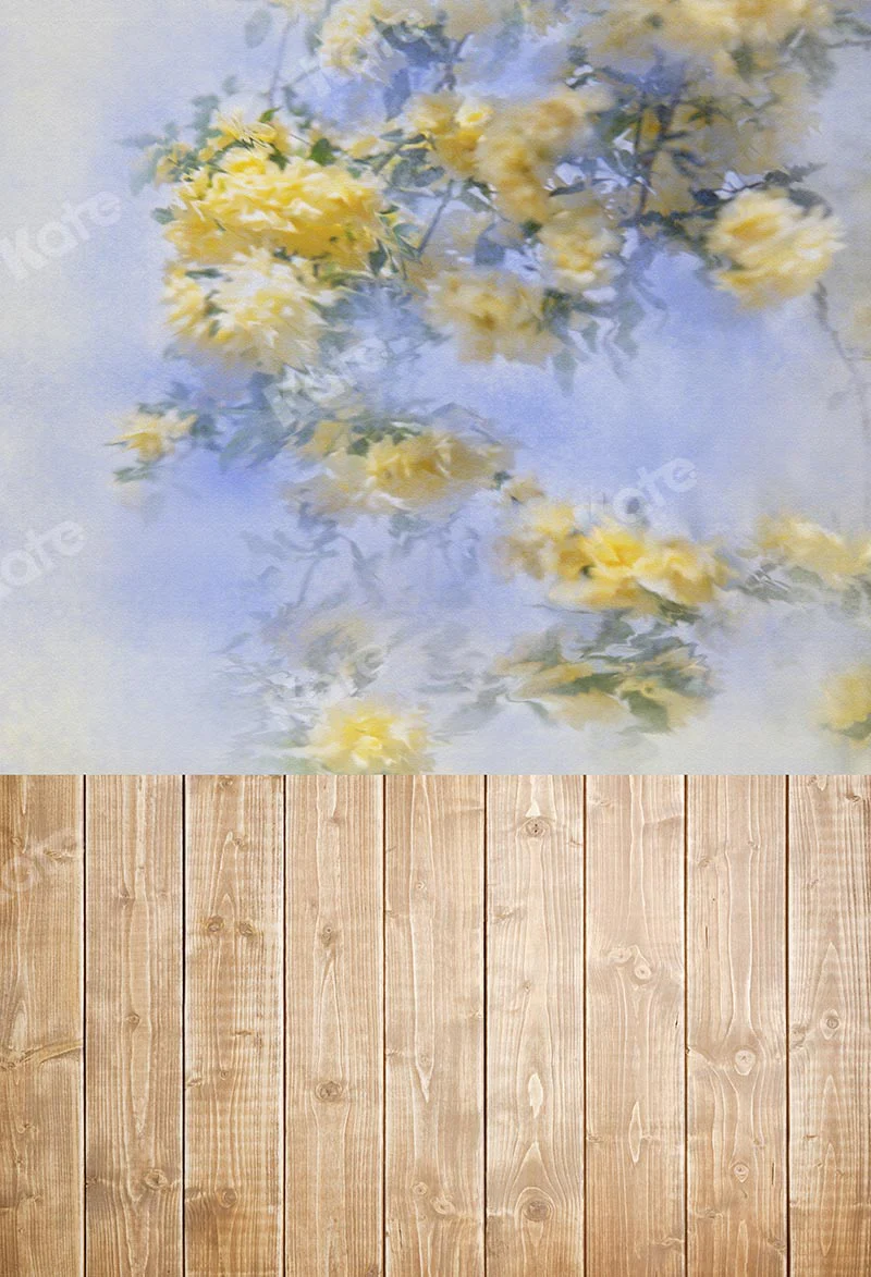 Kate Spring Floral Backdrop with wood floor part (fabric) Designed by Chain Photography - Image 4