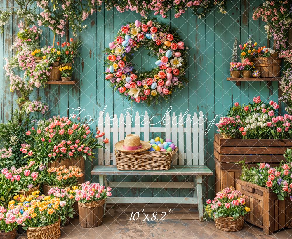Kate Spring Floral Easter Wreath Backdrop Designed by Emetselch - Image 10