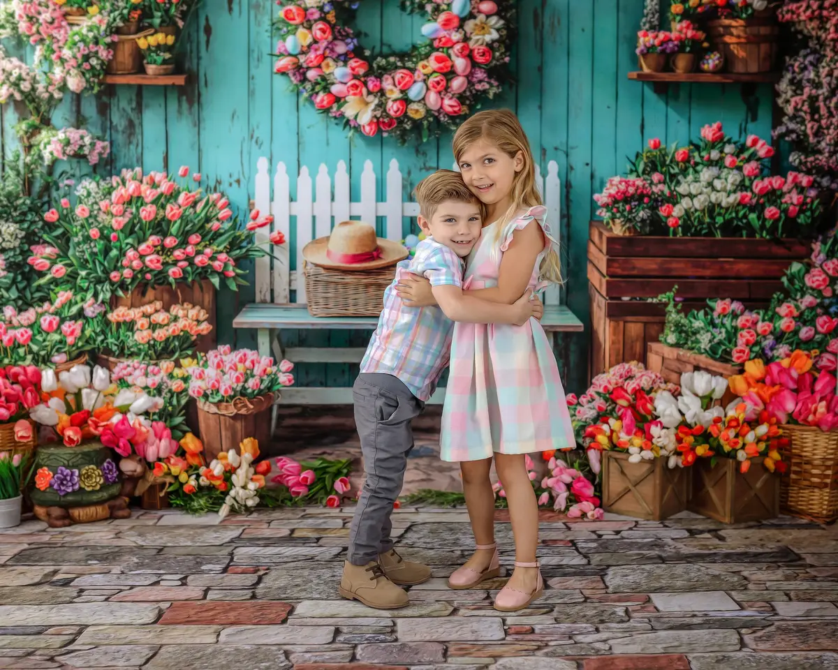 Kate Spring Floral Easter Wreath Backdrop Designed by Emetselch - Image 3