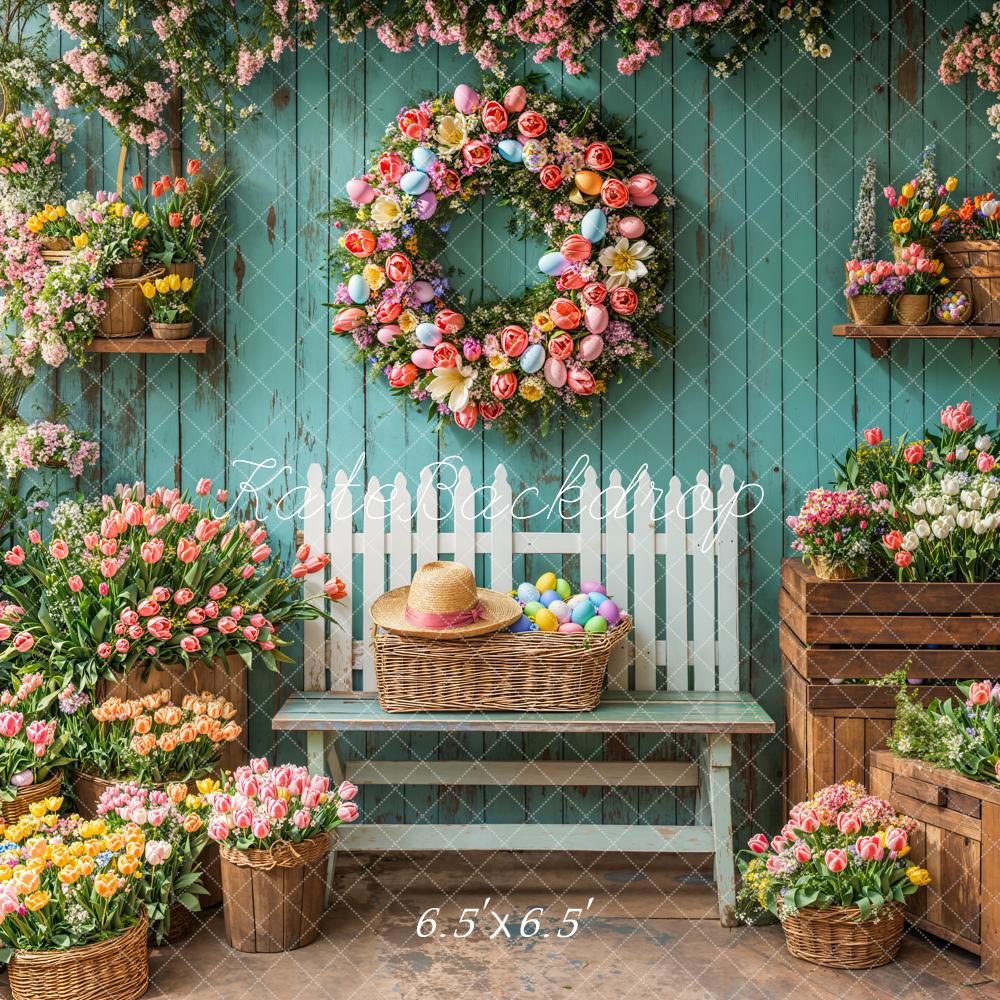 Kate Spring Floral Easter Wreath Backdrop Designed by Emetselch - Image 7