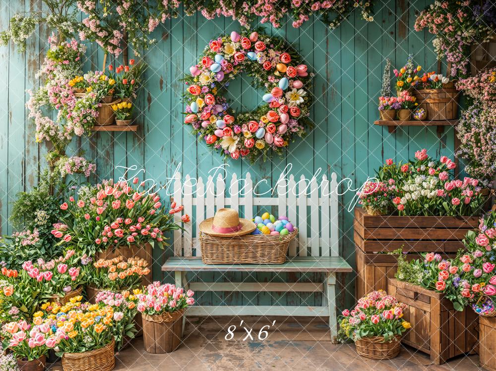 Kate Spring Floral Easter Wreath Backdrop Designed by Emetselch - Image 8