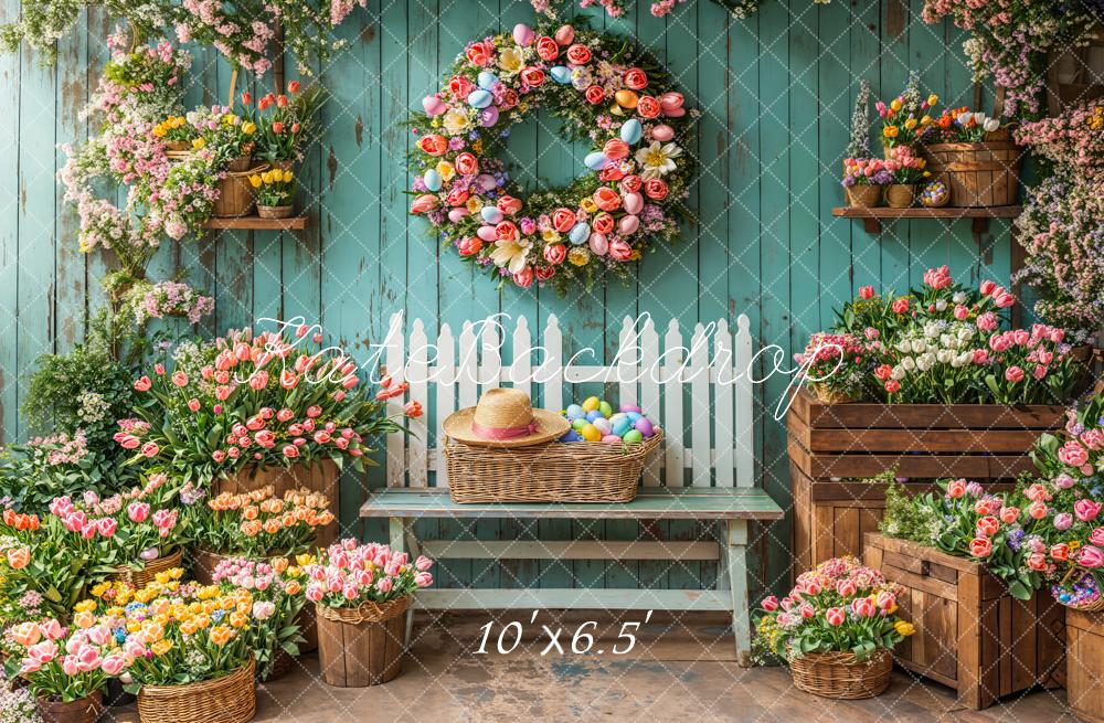 Kate Spring Floral Easter Wreath Backdrop Designed by Emetselch - Image 9