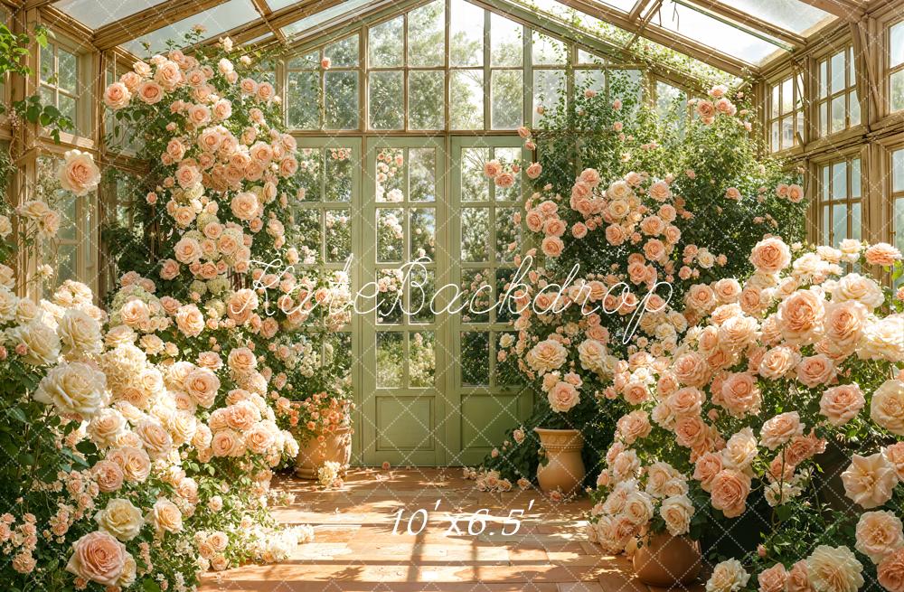 Kate Spring Floral Garden Glasshouse Fleece Backdrop Designed by Emetselch - Image 2
