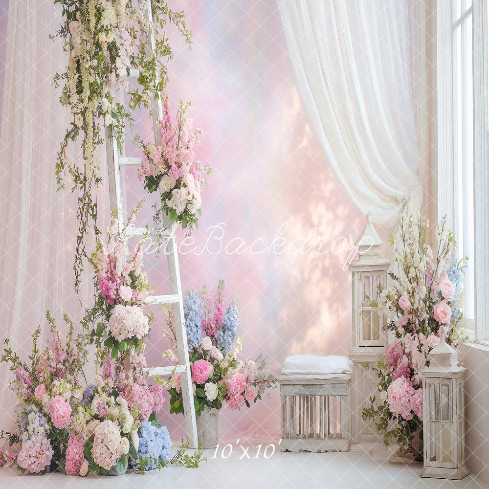 Kate Spring Floral Ladder Lanterns Pastel Backdrop Designed by Angela Marie Photography - Image 7