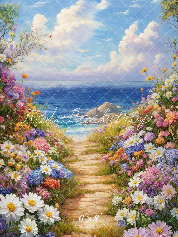 Kate Spring Floral Path Ocean Backdrop Designed by Emetselch - Image 3