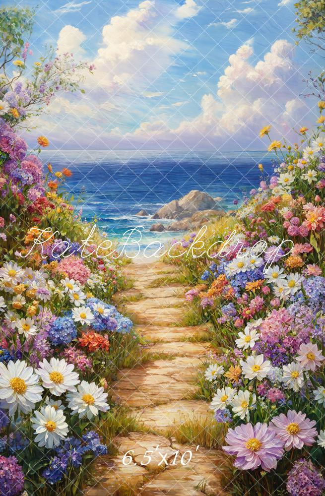 Kate Spring Floral Path Ocean Backdrop Designed by Emetselch - Image 4