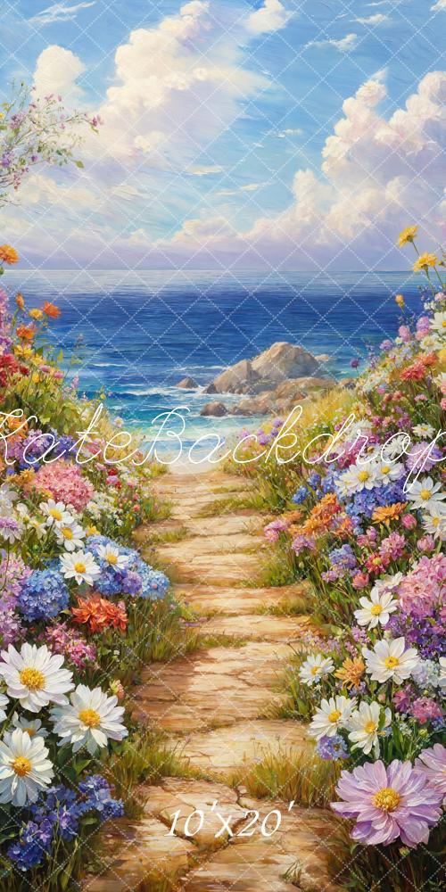 Kate Spring Floral Path Ocean Backdrop Designed by Emetselch - Image 5