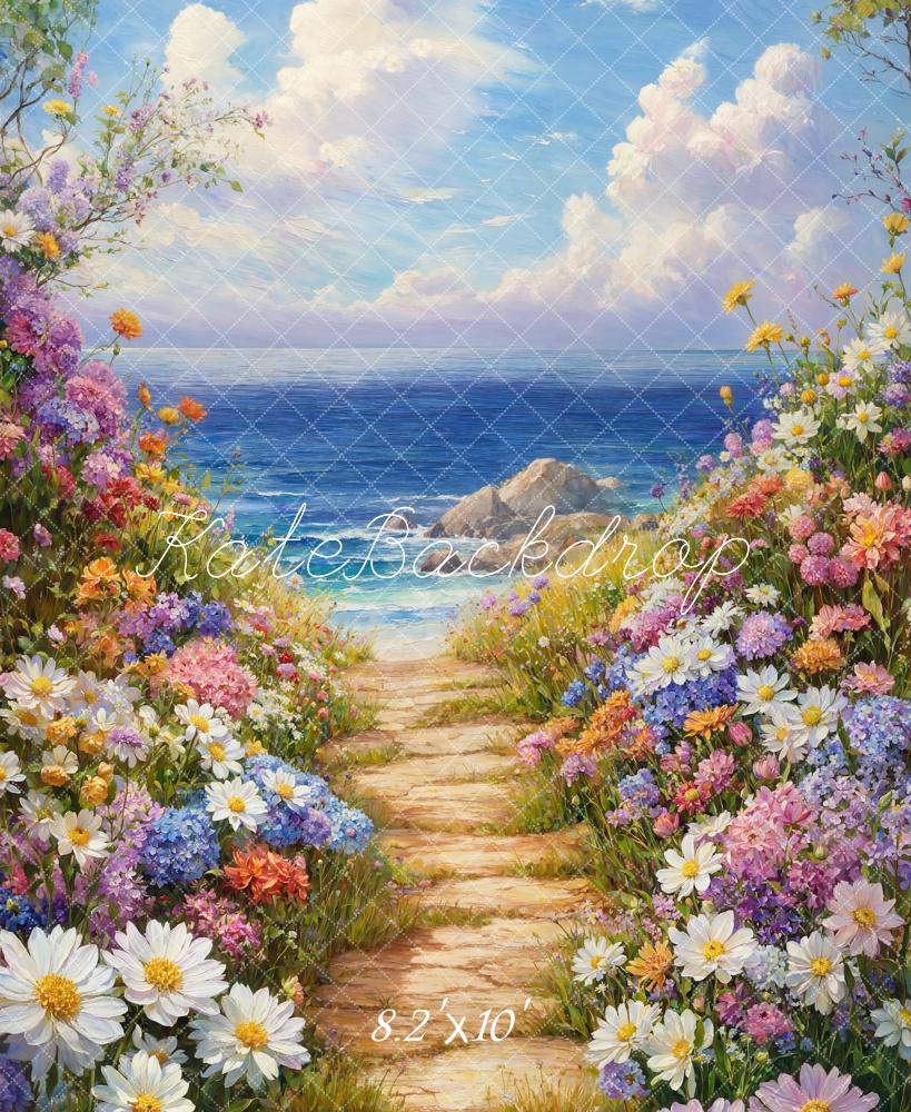 Kate Spring Floral Path Ocean Backdrop Designed by Emetselch - Image 6