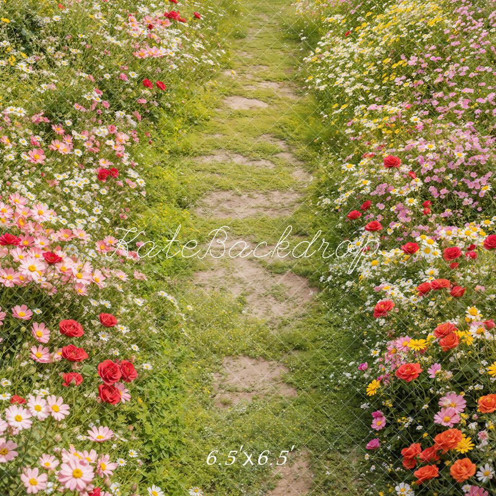 Kate Spring Floral Pathway Grass Floor Backdrop Designed by Emetselch - Image 2
