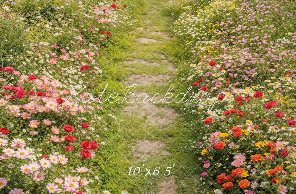 Kate Spring Floral Pathway Grass Floor Backdrop Designed by Emetselch - Image 3