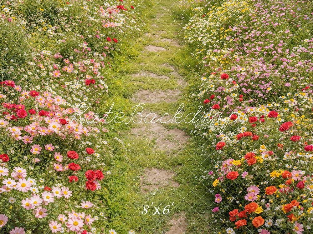 Kate Spring Floral Pathway Grass Floor Backdrop Designed by Emetselch - Image 4