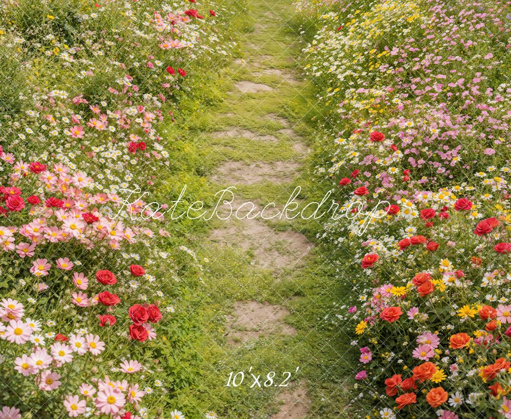 Kate Spring Floral Pathway Grass Floor Backdrop Designed by Emetselch - Image 5