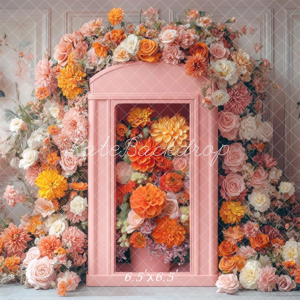 Kate Spring Floral Pink Telephone Booth Backdrop Designed by Mini MakeBelieve - Image 2