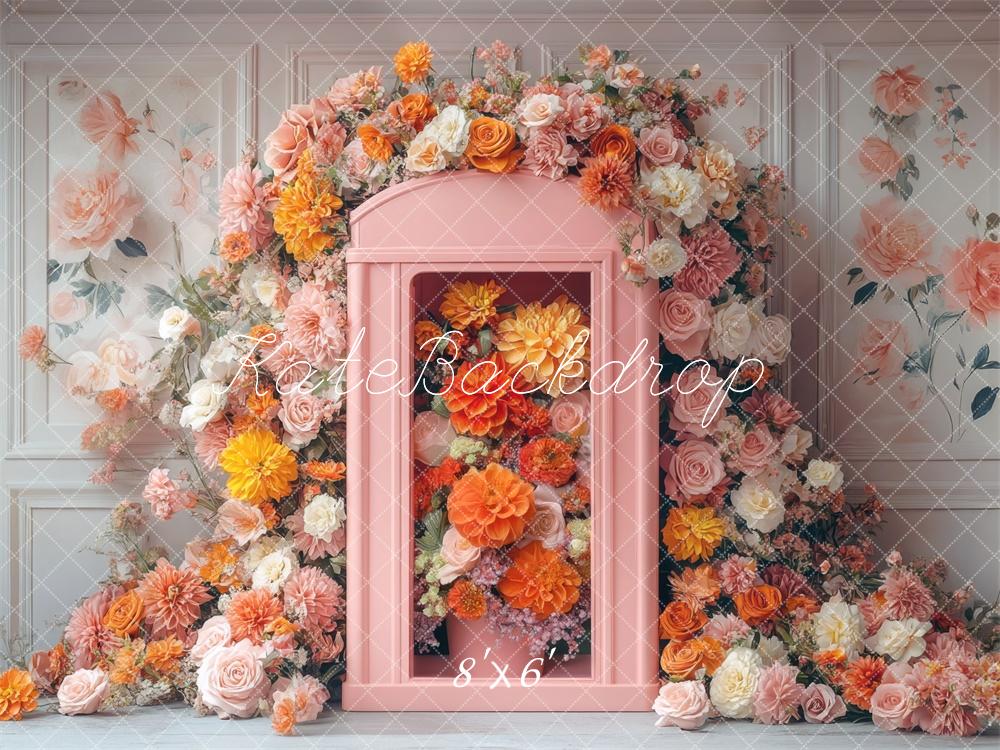 Kate Spring Floral Pink Telephone Booth Backdrop Designed by Mini MakeBelieve - Image 3