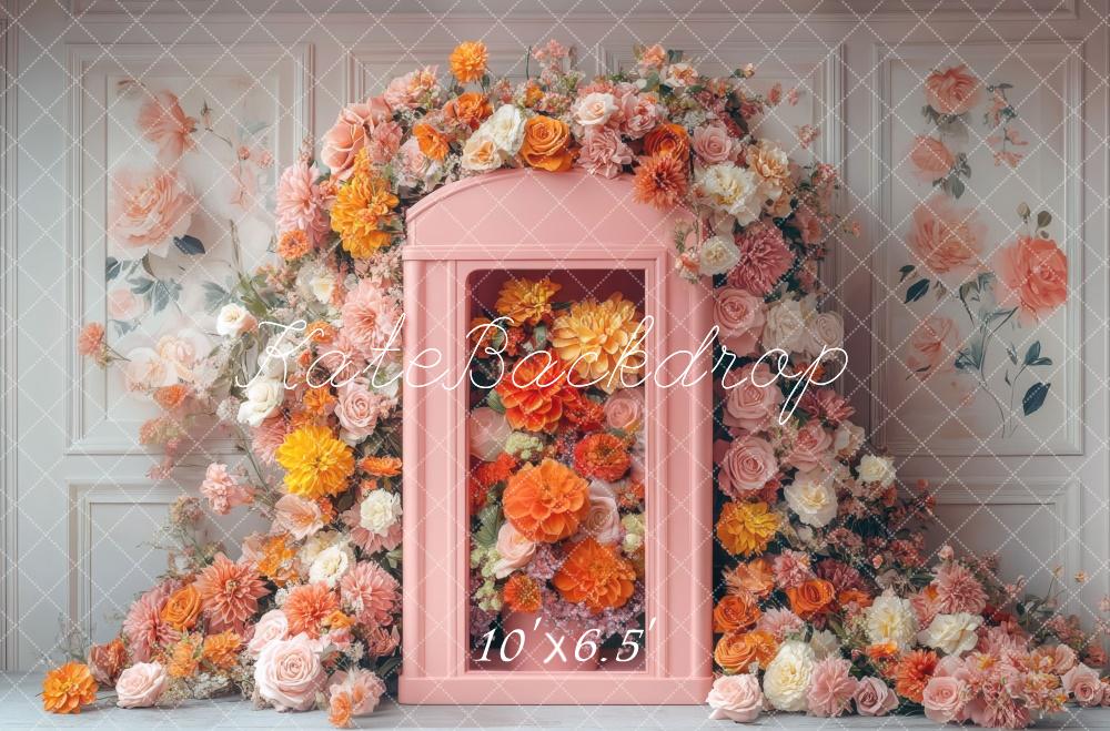 Kate Spring Floral Pink Telephone Booth Backdrop Designed by Mini MakeBelieve - Image 4