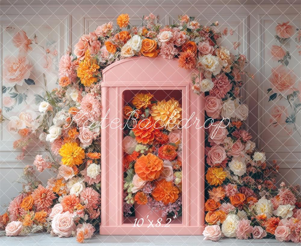 Kate Spring Floral Pink Telephone Booth Backdrop Designed by Mini MakeBelieve - Image 5