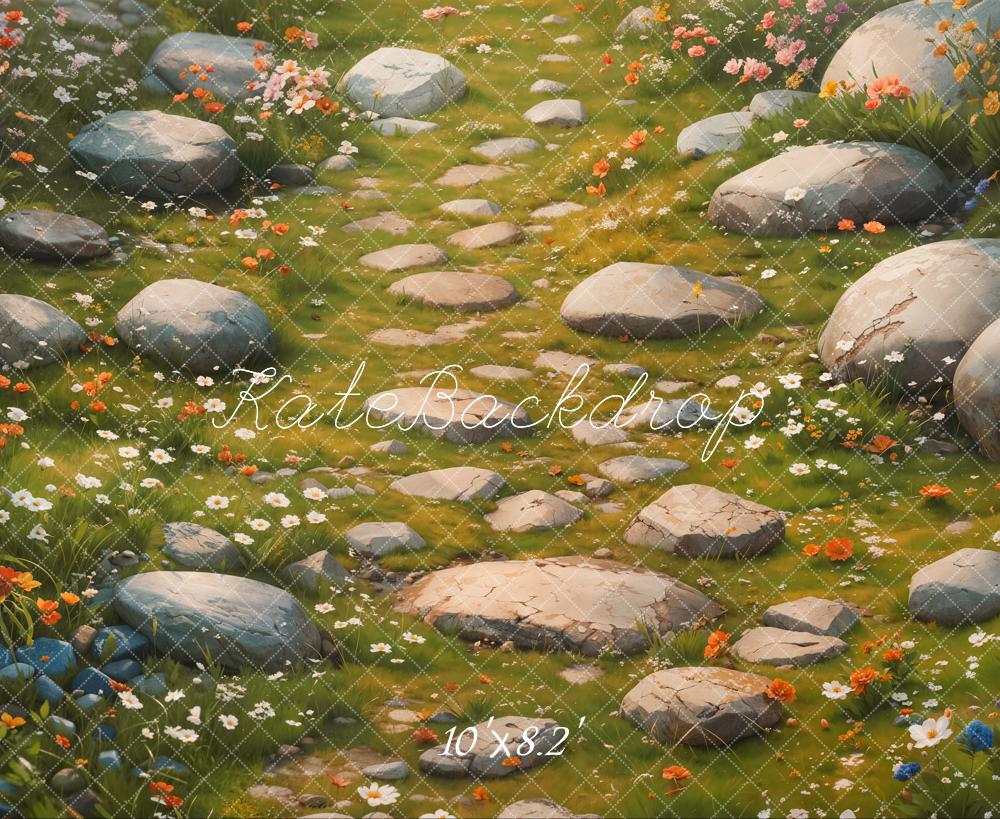 Kate Spring Floral Stone Pathway Floor Backdrop Designed by Kate Image - Image 5