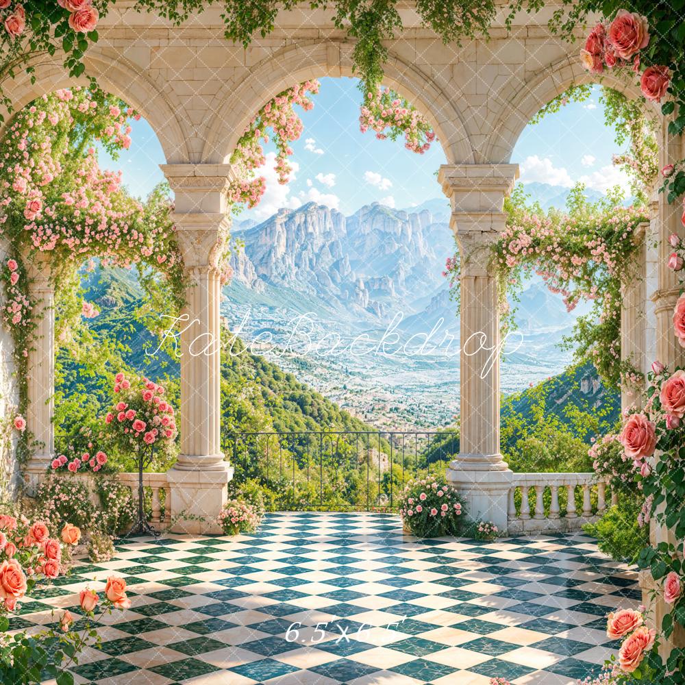 Kate Spring Floral Terrace Arch Mountain Backdrop Designed by Emetselch - Image 2