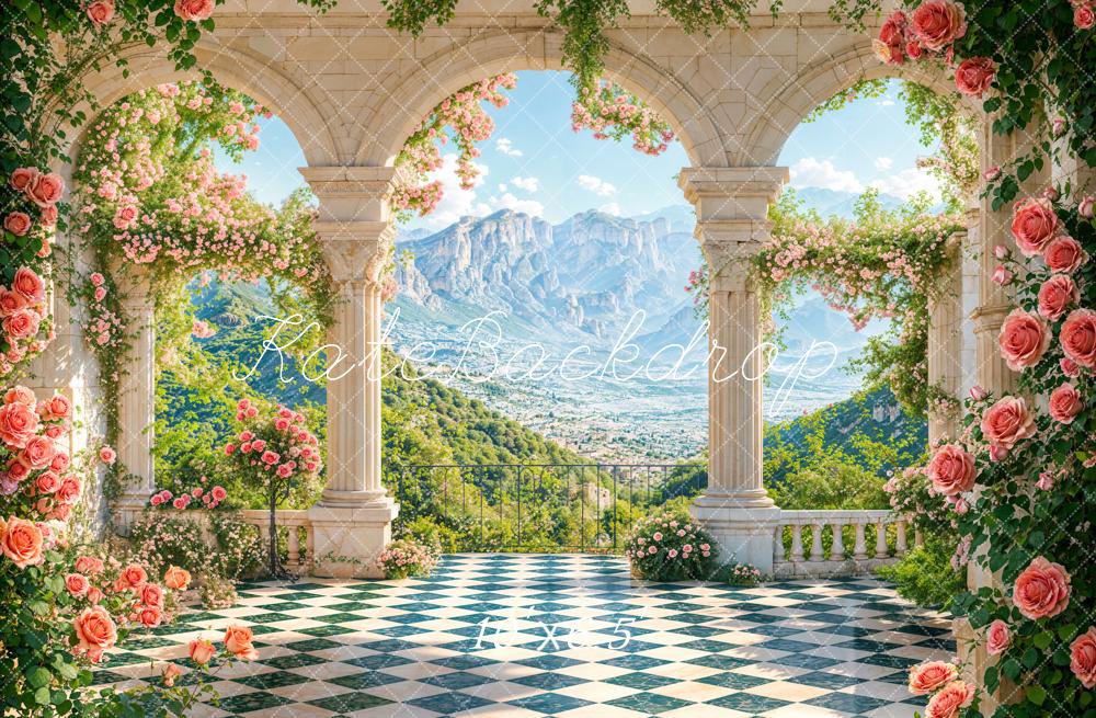 Kate Spring Floral Terrace Arch Mountain Backdrop Designed by Emetselch - Image 4