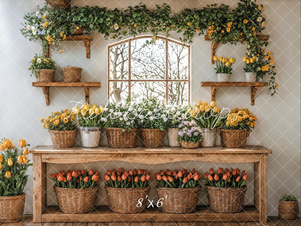 Kate Spring Floral Tulip Baskets Backdrop Designed by Emetselch - Image 3