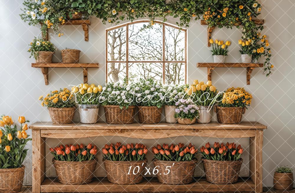 Kate Spring Floral Tulip Baskets Backdrop Designed by Emetselch - Image 4