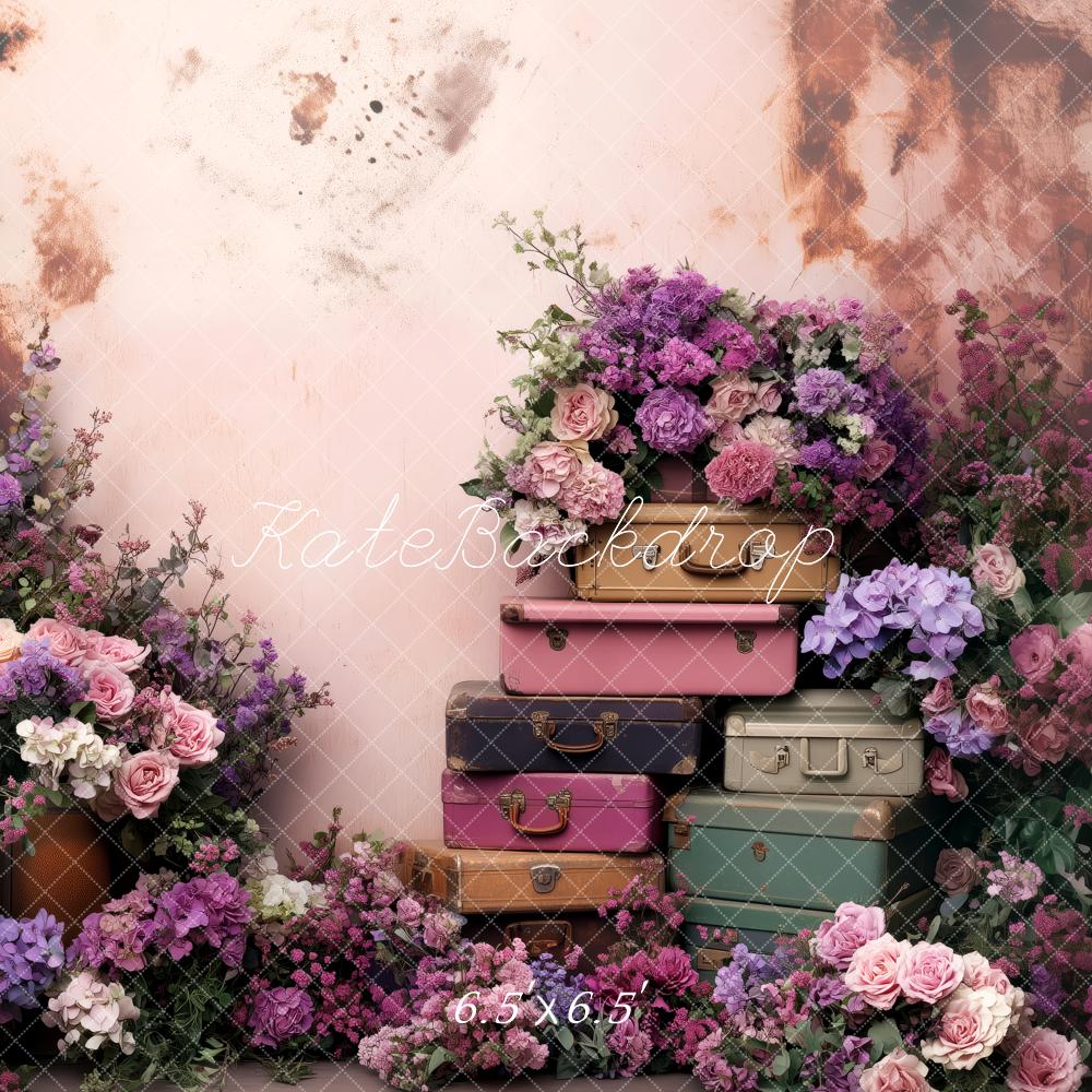 Kate Spring Floral Vintage Suitcases Backdrop Designed by Patty Robert - Image 2