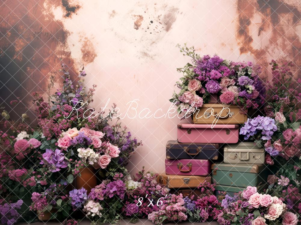 Kate Spring Floral Vintage Suitcases Backdrop Designed by Patty Robert - Image 3