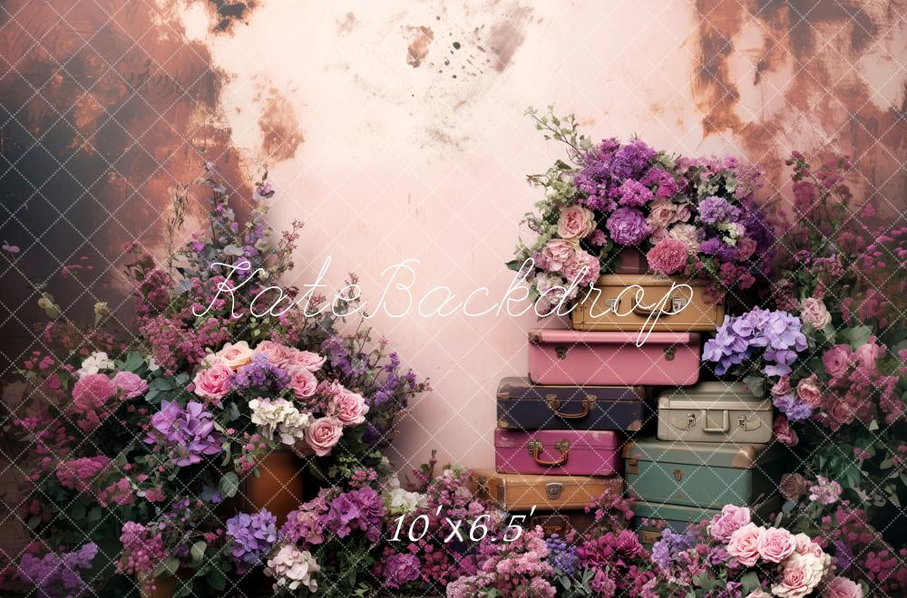 Kate Spring Floral Vintage Suitcases Backdrop Designed by Patty Robert - Image 4