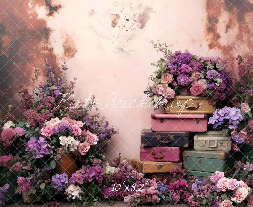 Kate Spring Floral Vintage Suitcases Backdrop Designed by Patty Robert - Image 5