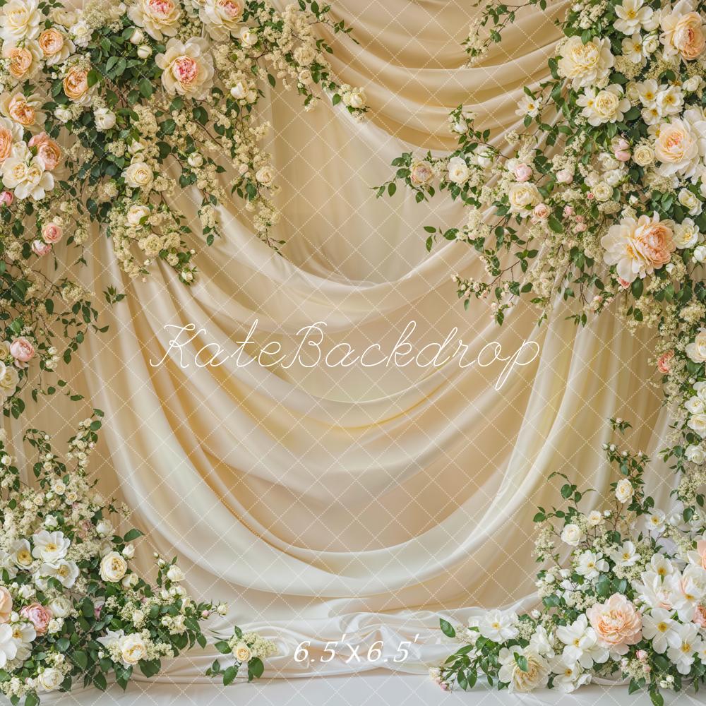 Kate Spring Floral White Curtain Backdrop Designed by Emetselch - Image 2