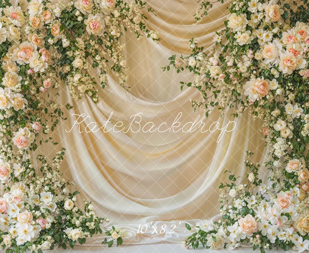 Kate Spring Floral White Curtain Backdrop Designed by Emetselch - Image 5