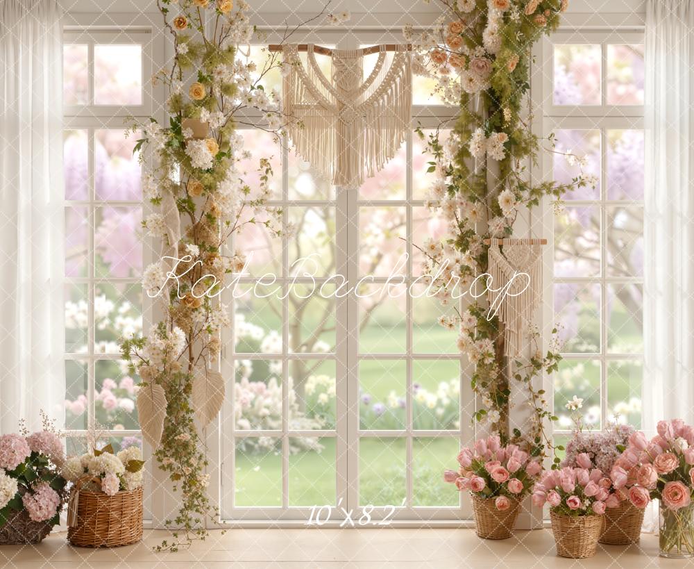 Kate Spring Floral Window Baskets Fleece Backdrop Designed by Emetselch - Image 3