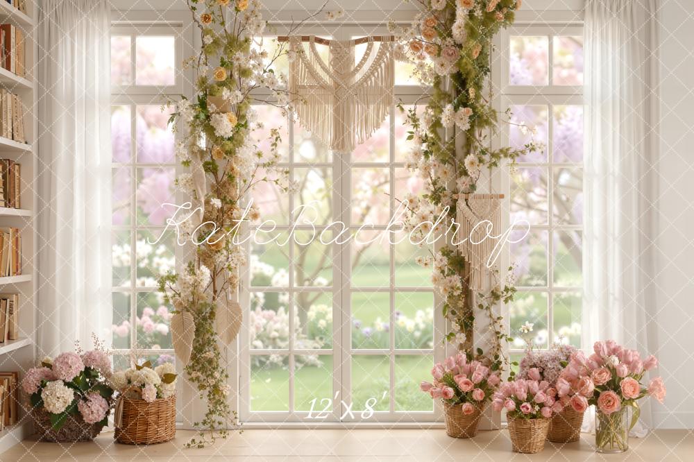 Kate Spring Floral Window Baskets Fleece Backdrop Designed by Emetselch - Image 4