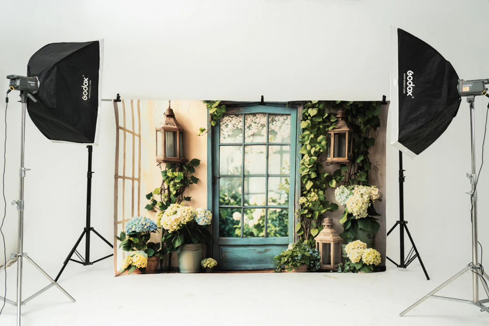 Kate Spring Floral Window Door Hydrangeas Backdrop Designed by Emetselch - Image 3