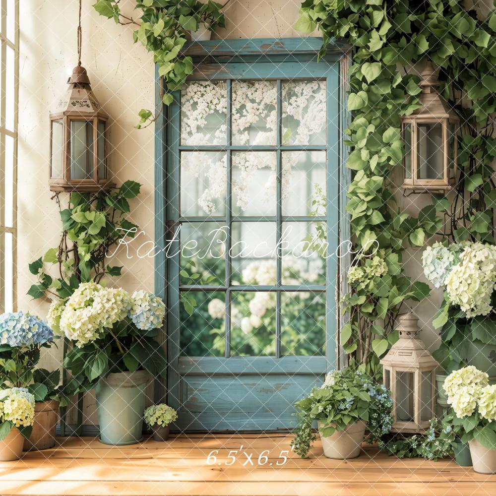 Kate Spring Floral Window Door Hydrangeas Backdrop Designed by Emetselch - Image 4