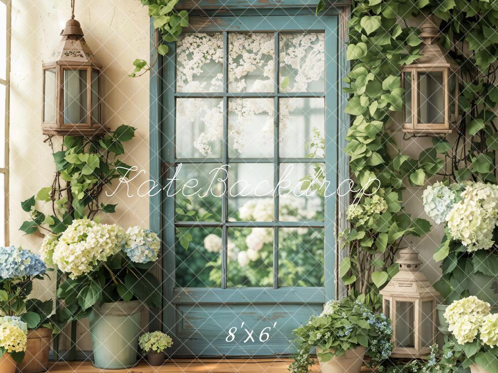 Kate Spring Floral Window Door Hydrangeas Backdrop Designed by Emetselch - Image 5