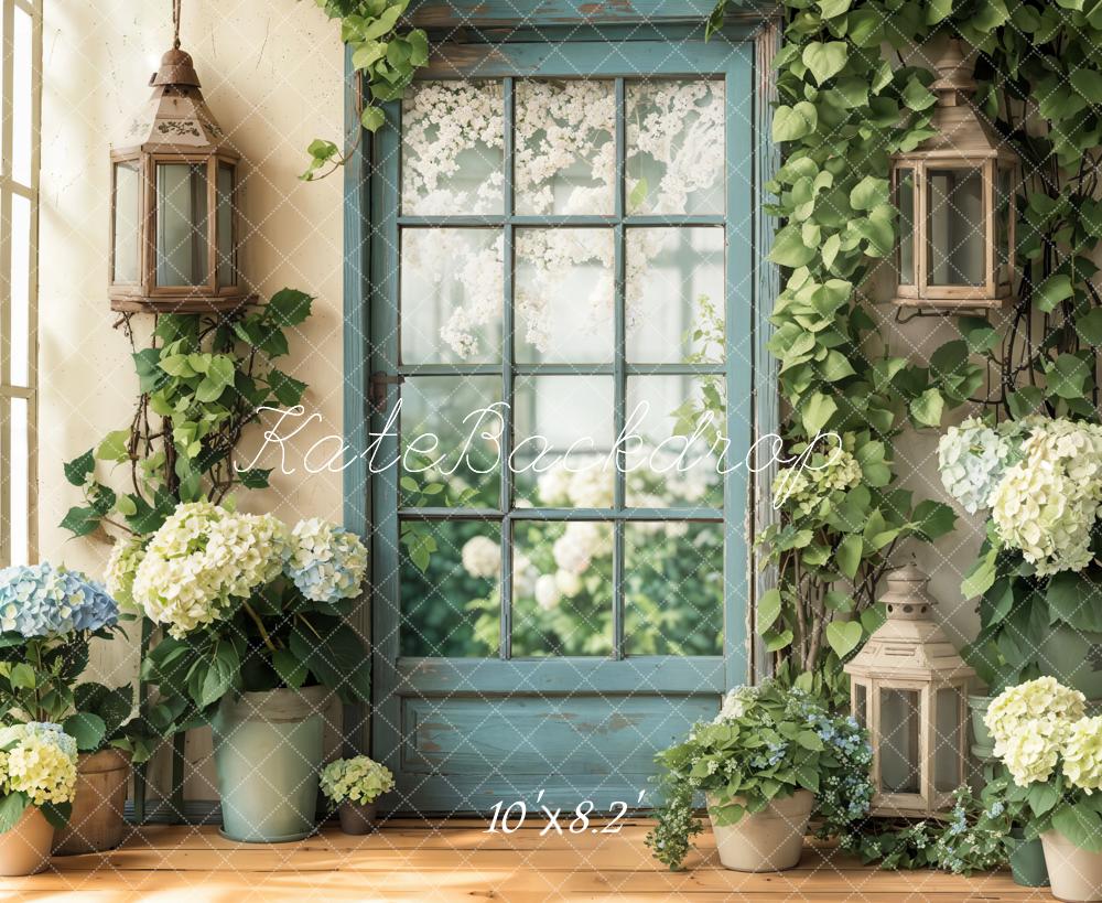 Kate Spring Floral Window Door Hydrangeas Backdrop Designed by Emetselch - Image 7
