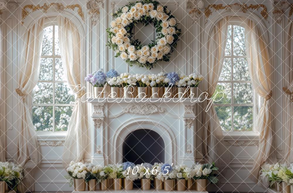 Kate Spring Floral Wreath Fireplace Window Backdrop Designed by Mini MakeBelieve - Image 4