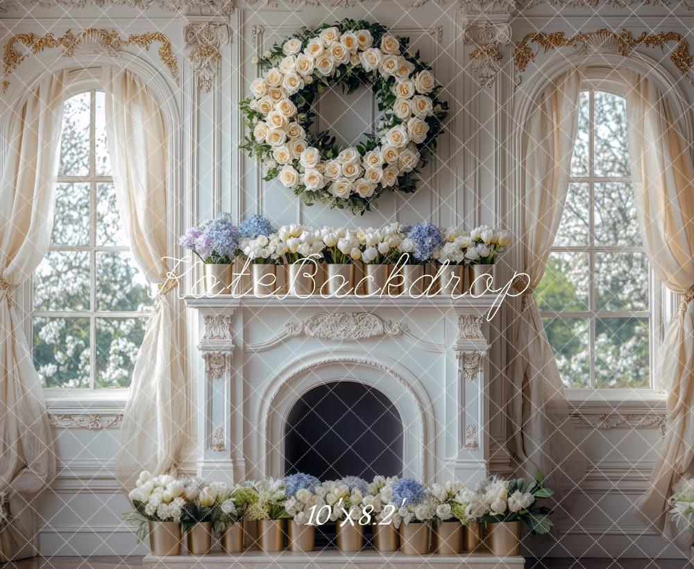Kate Spring Floral Wreath Fireplace Window Backdrop Designed by Mini MakeBelieve - Image 5