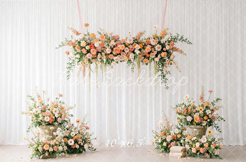 Kate Spring Florals White Drapes Backdrop Designed by Patty Robert - Image 4
