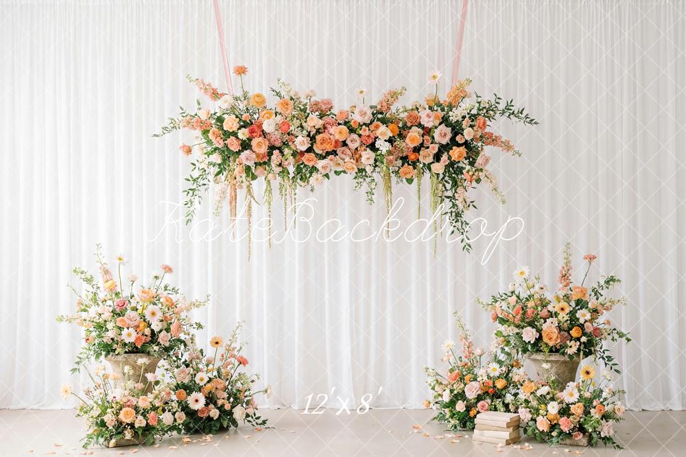 Kate Spring Florals White Drapes Backdrop Designed by Patty Robert - Image 8