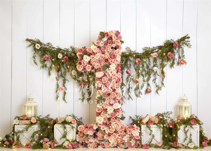 Kate Spring Flower 1st Birthday Backdrop Designed by Megan Leigh Photography - Image 2