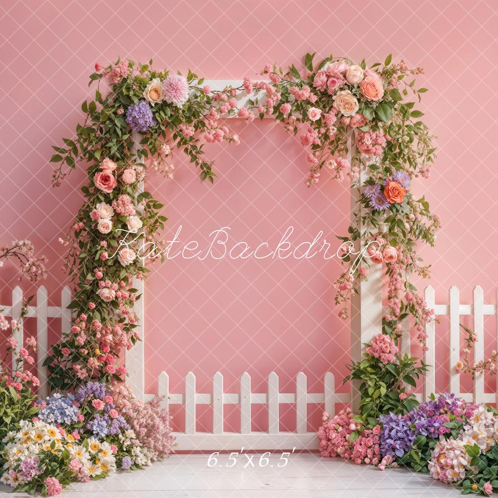 Kate Spring Flower Arch Fence Pink Backdrop Designed by Emetselch - Image 2