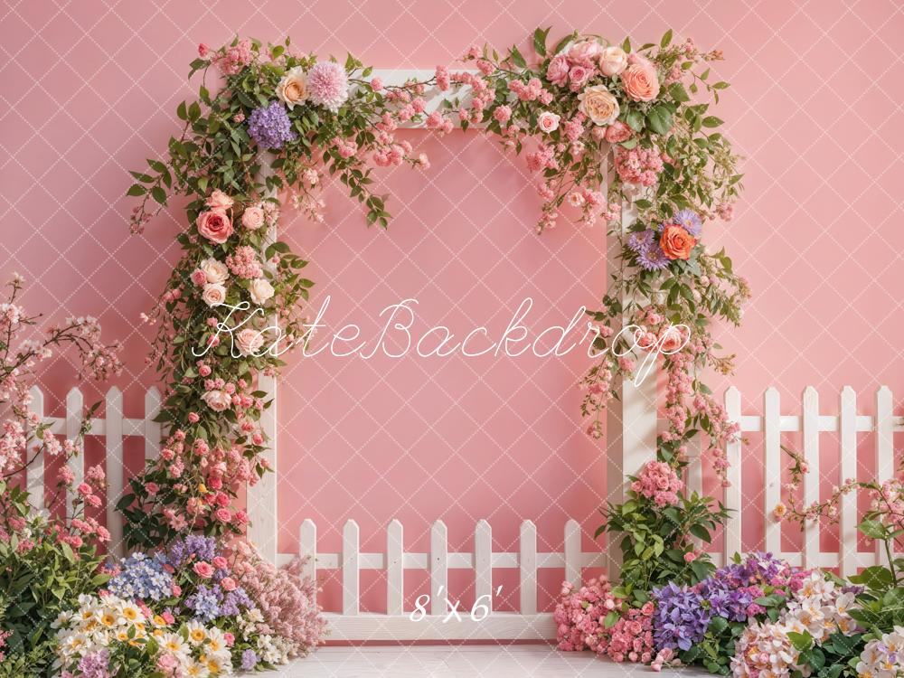 Kate Spring Flower Arch Fence Pink Backdrop Designed by Emetselch - Image 3