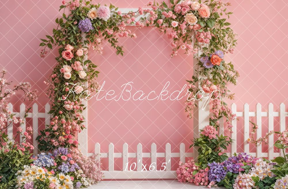Kate Spring Flower Arch Fence Pink Backdrop Designed by Emetselch - Image 4