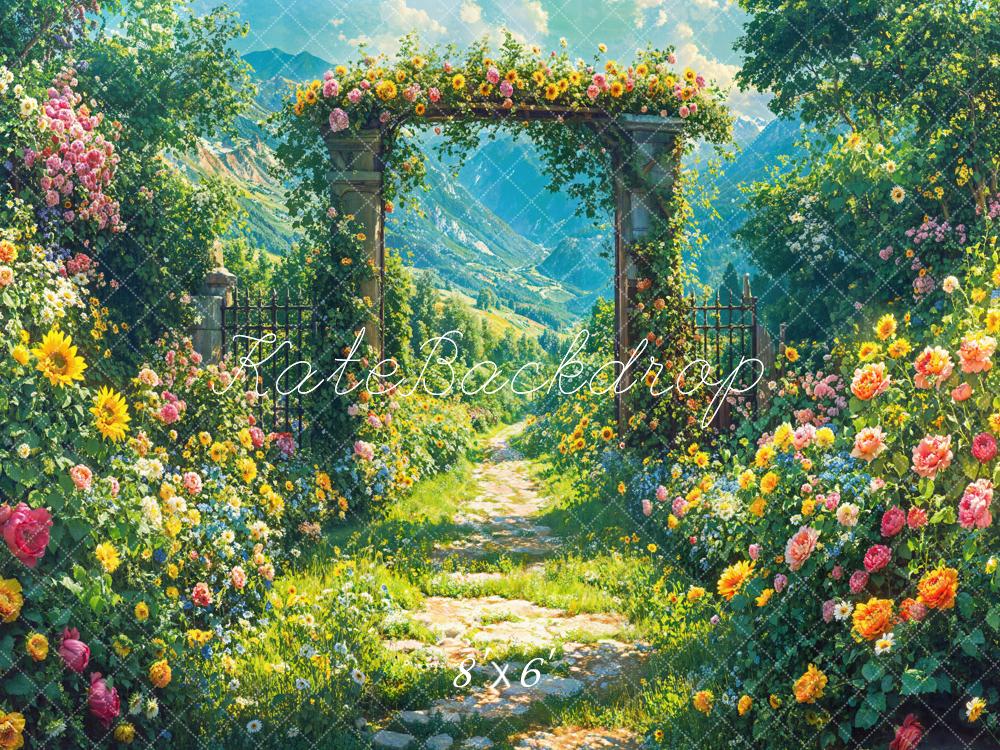 Kate Spring Flower Arch Garden Path Backdrop Designed by Emetselch - Image 3