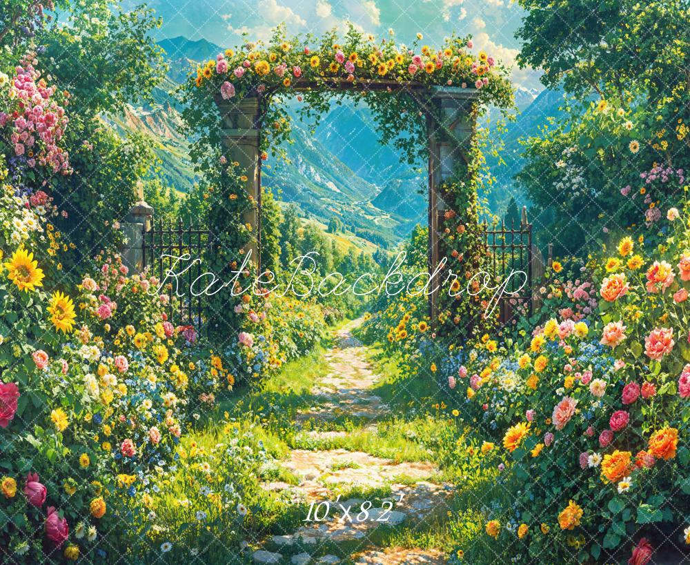 Kate Spring Flower Arch Garden Path Backdrop Designed by Emetselch - Image 5