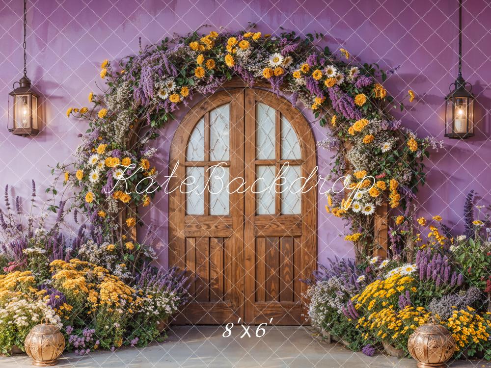 Kate Spring Flower Arch Purple Door Backdrop Designed by Emetselch - Image 3