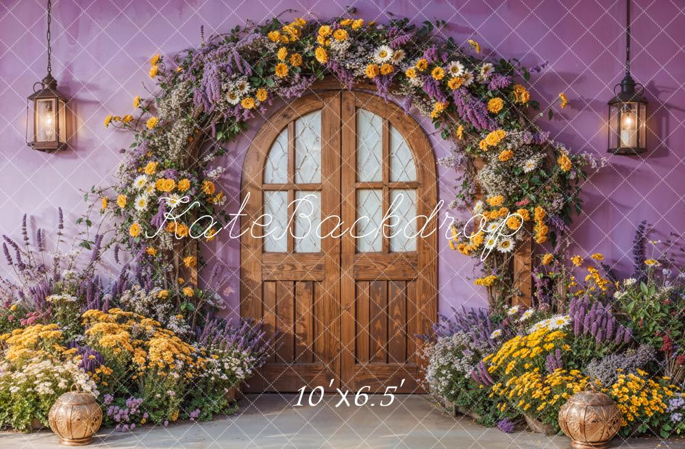 Kate Spring Flower Arch Purple Door Backdrop Designed by Emetselch - Image 4