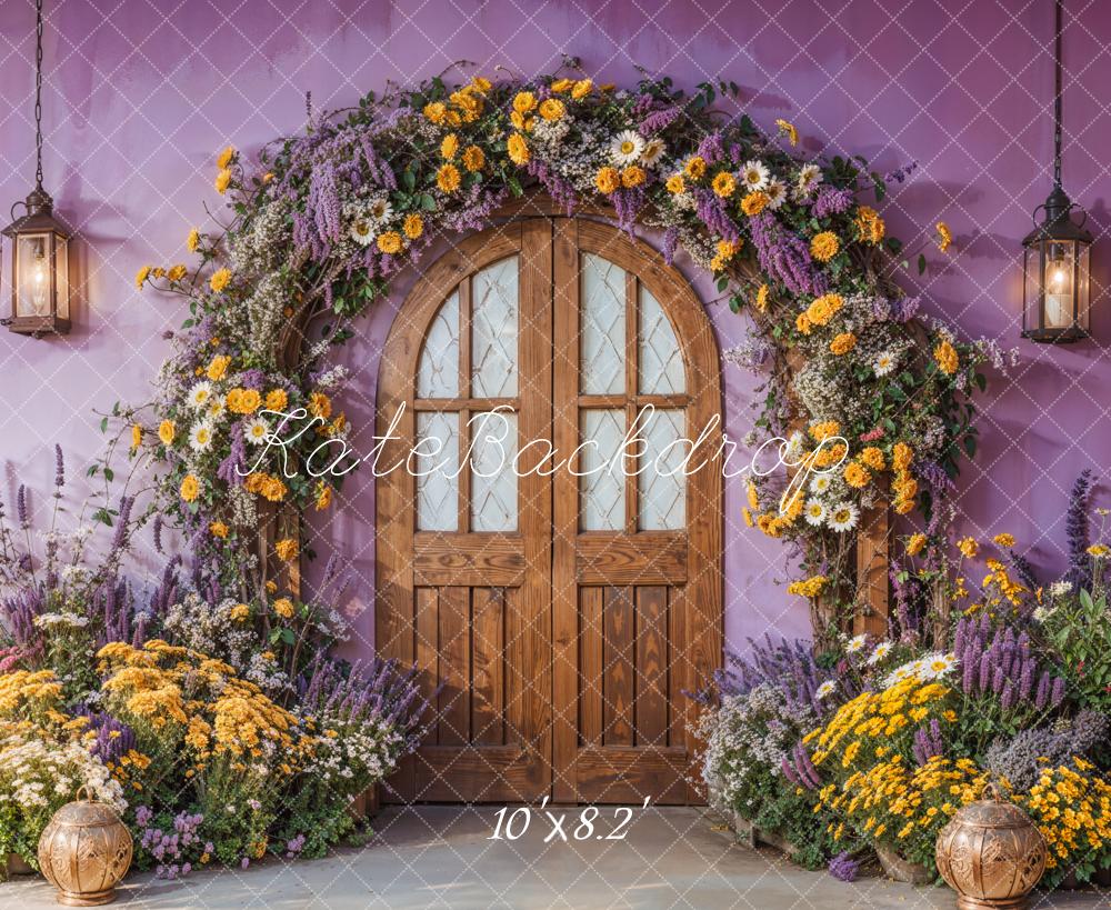 Kate Spring Flower Arch Purple Door Backdrop Designed by Emetselch - Image 5